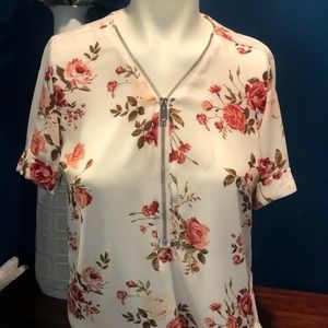 Professional Floral Blouse, Size XS